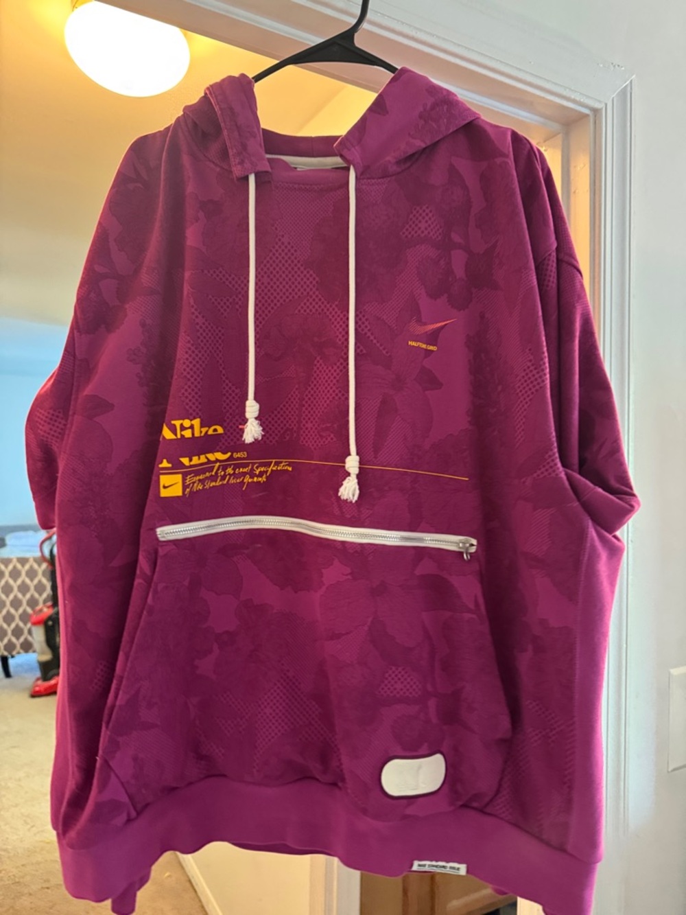 Nike Men's Performance Hoodie Jacket in Fuchsia with White Accents